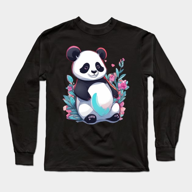 Lazy Panda Long Sleeve T-Shirt by animegirlnft